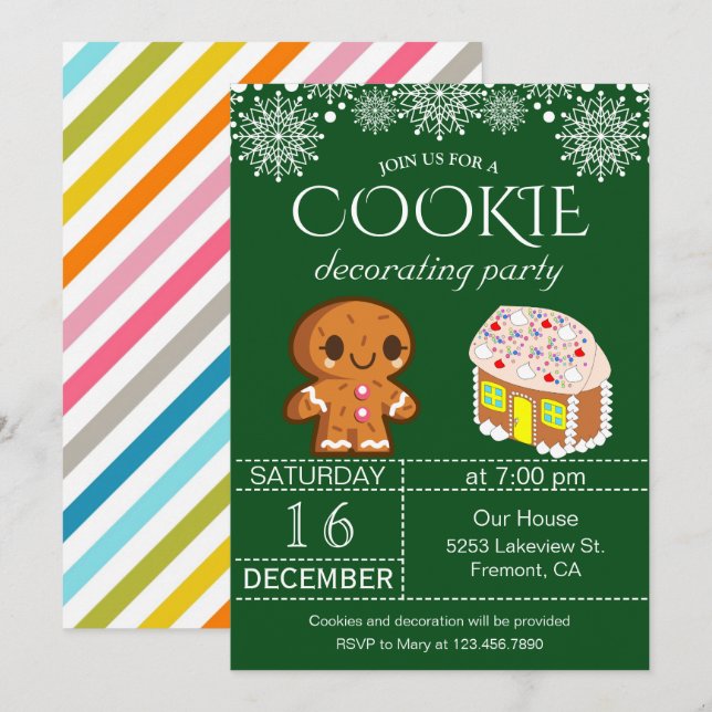 Cute Christmas Cookie Decorating Party Invitation (Front/Back)