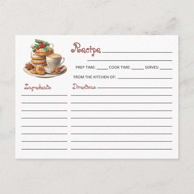 Cute Christmas Cookie Exchange Holiday Recipe Postcard (Front)