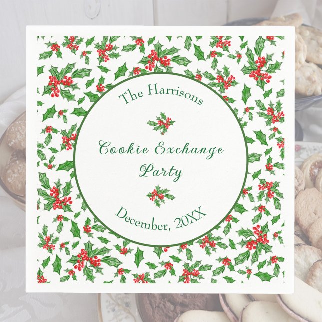 Cute Christmas Cookie Exchange Party Custom Name Napkin (Creator Uploaded)
