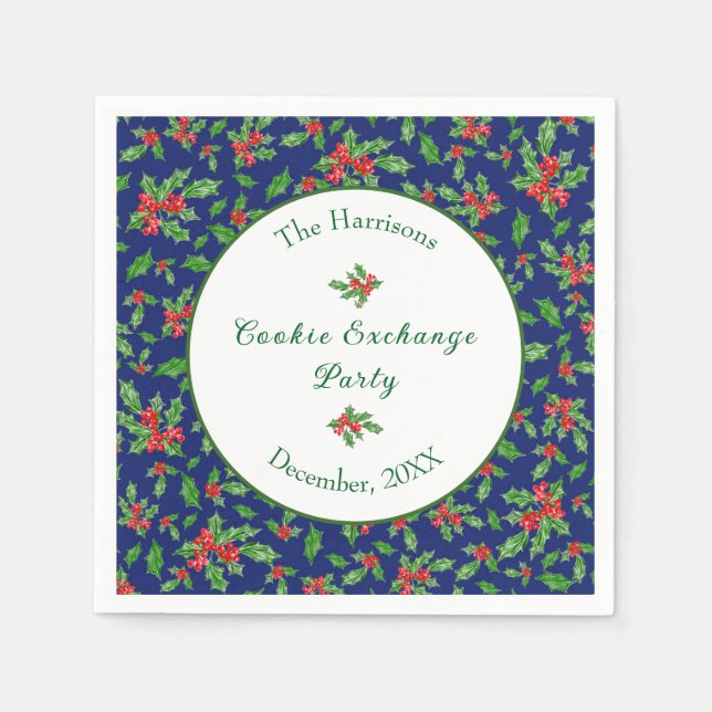 Cute Christmas Cookie Exchange Party Custom Name Napkin (Front)