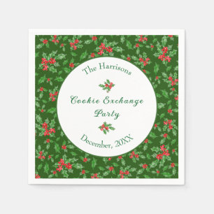 Cute Christmas Cookie Exchange Party Custom Name Napkin
