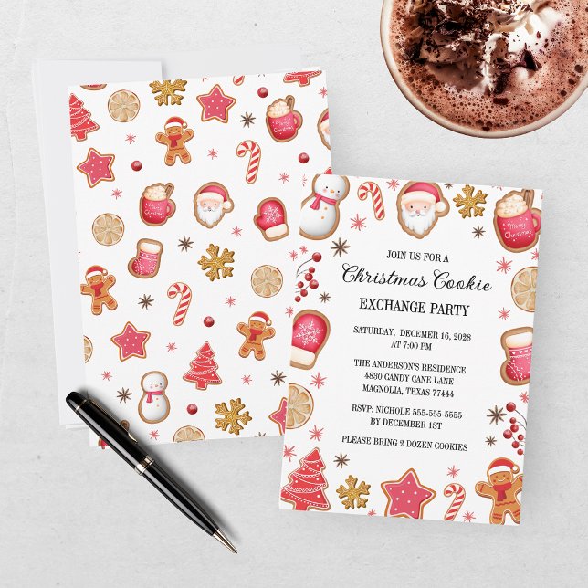 Cute Christmas Cookie Exchange Party Invitation (Creator Uploaded)
