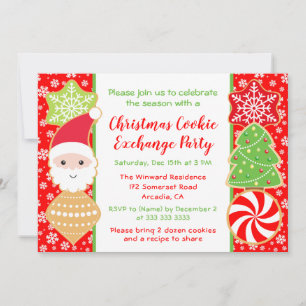 Cute Christmas Cookie Exchange Party Invitation