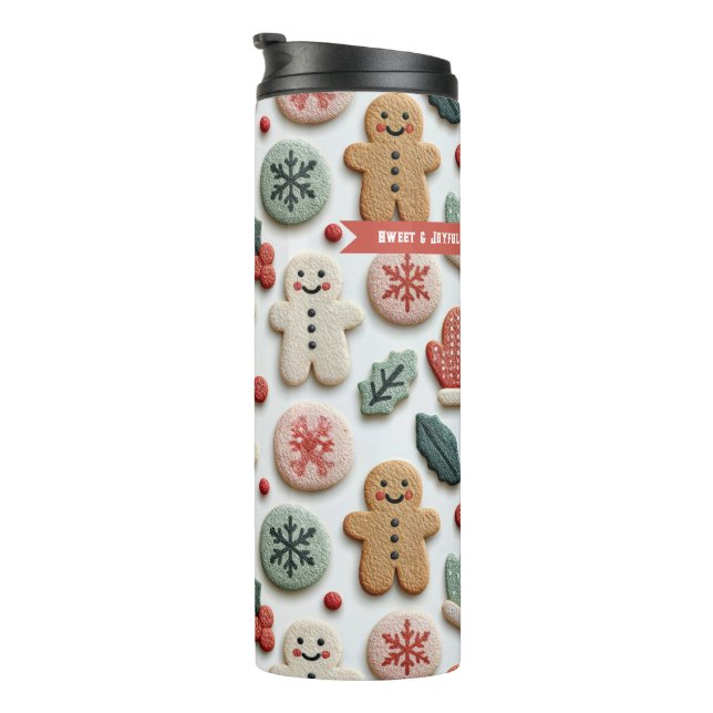 Cute Christmas Cookie Pattern Thermal Tumbler (Rotated Right)