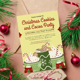 Cute Christmas Cookies and Cocoa Party Invitation