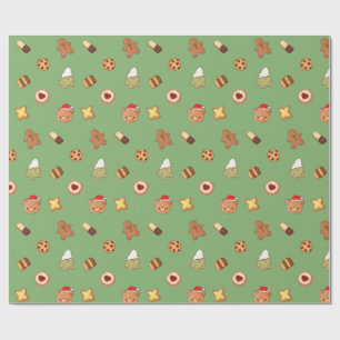 Cute Christmas Cookies Happy Holiday Biscuits Wrapping Paper
