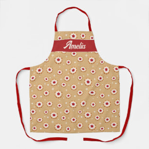 Cute Christmas Cookies Retro Holiday Baking Name Apron