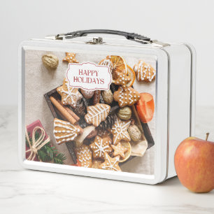 Cute Christmas Cookies Treats  Metal Lunch Box