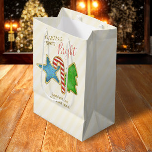 Cute Christmas Cookies Watercolor Custom Medium Gift Bag