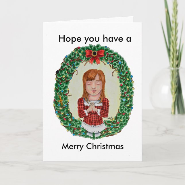 Cute Christmas Copic Drawing Card (Front)