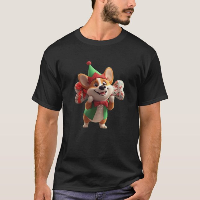 Cute Christmas Corgi Classic T-Shirt (Front)