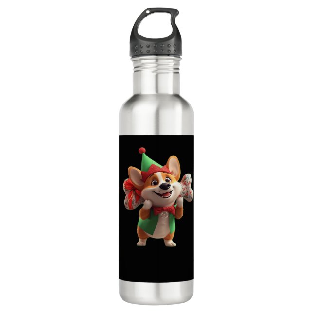 Cute Christmas Corgi Classic T-Shirt 710 Ml Water Bottle (Front)