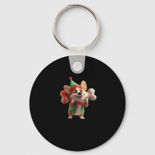 Cute Christmas Corgi Classic T-Shirt Key Ring
