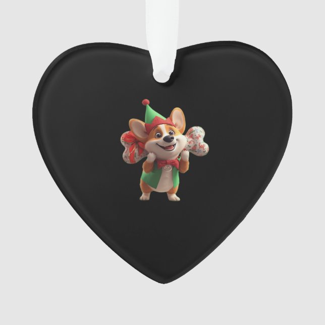 Cute Christmas Corgi Classic T-Shirt Ornament (Front)