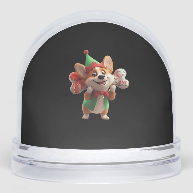 Cute Christmas Corgi Classic T-Shirt Snowglobe (Front)