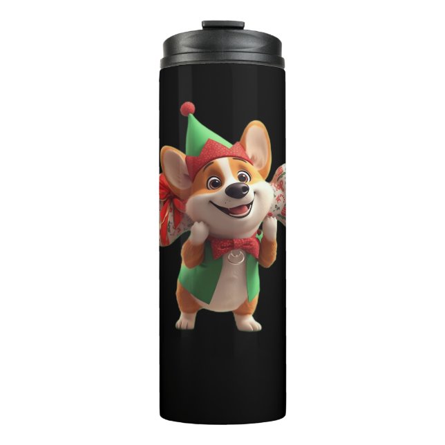 Cute Christmas Corgi Classic T-Shirt Thermal Tumbler (Front)