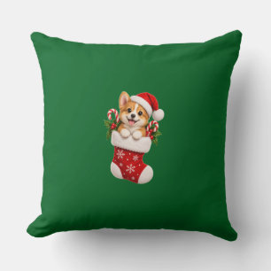 Cute Christmas Corgi Dog Festive Pattern Fleece Bl Cushion