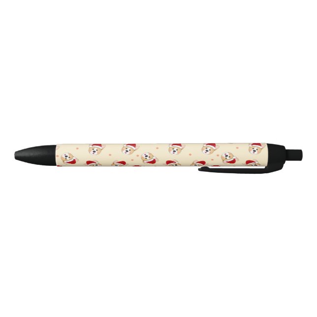 Cute Christmas Corgi Dog Pattern | Holidays Black Ink Pen (Bottom)