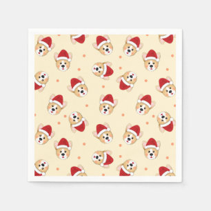 Cute Christmas Corgi Dog Pattern   Holidays Napkin