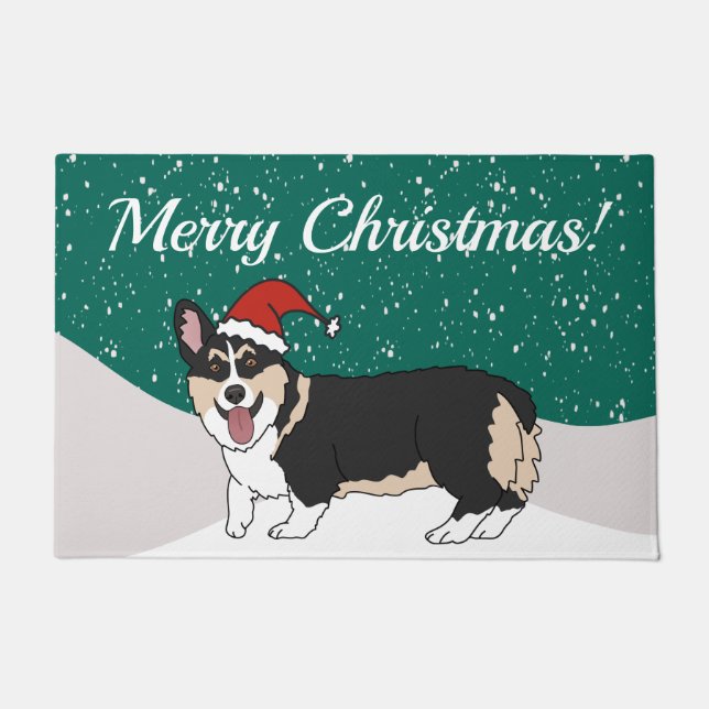 Cute Christmas Corgi  Doormat (Front)