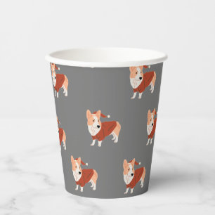 Cute Christmas Corgi Pattern Paper Cups