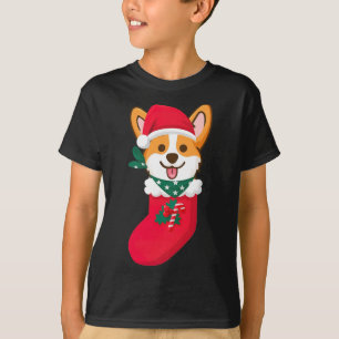 Cute Christmas Corgi Surprise Sift In The Sock Cor T-Shirt