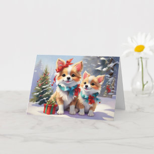 Cute Christmas Corgis Holiday Delight Card