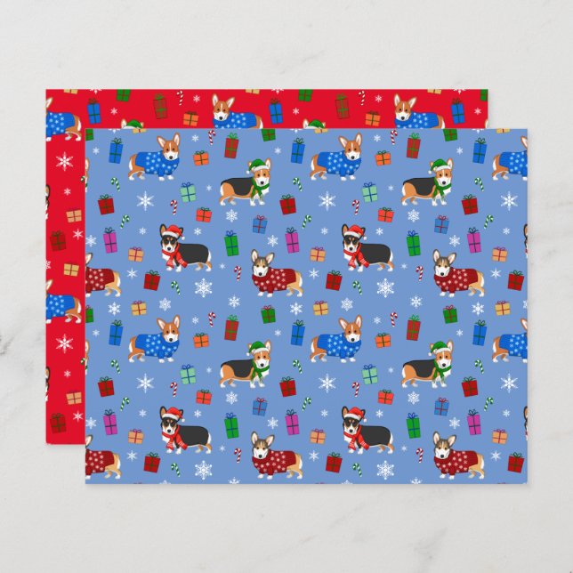 Cute Christmas Corgis in Hats & Sweaters (Front/Back)