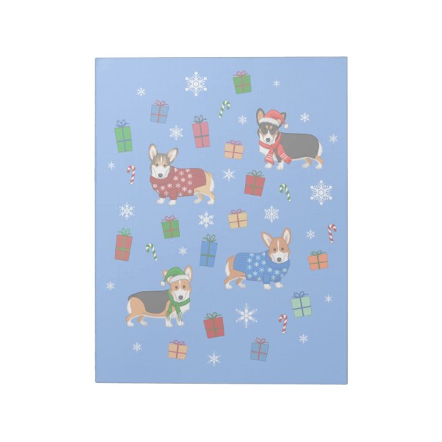 Cute Christmas Corgis in Hats & Sweaters Notepad (Rotated)
