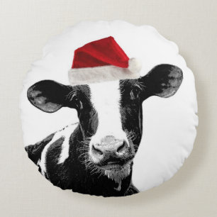 Cute Christmas Costume Cows Round Cushion