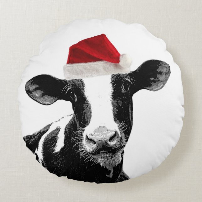 Cute Christmas Costume Cows Round Cushion (Front)