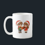 Cute Christmas Couple Mug<br><div class="desc">Share the warmth of the holiday season with this cute Christmas couple mug! Featuring an adorable chibi-style boy and girl wearing Santa hats and exchanging a Christmas gift, this illustration captures the joy, love, and sweetness of the holidays. Printed on a classic white mug, this design is perfect for enjoying...</div>