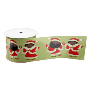 cute Christmas couple Satin Ribbon