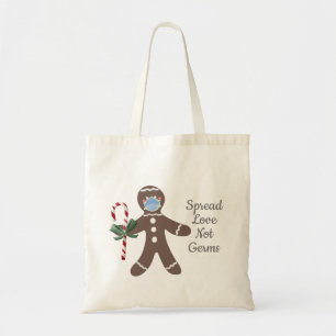Cute Christmas Covid Gingerbread Man Kids Name Tote Bag