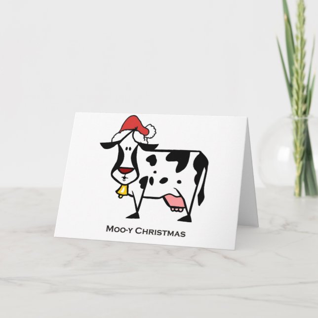 Cute Christmas Cow Holiday Card (Front)