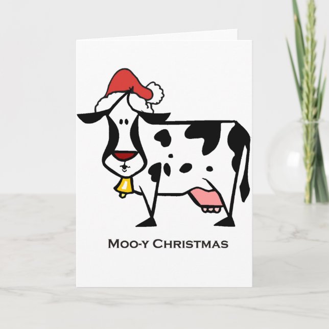 Cute Christmas Cow Holiday Card (Front)