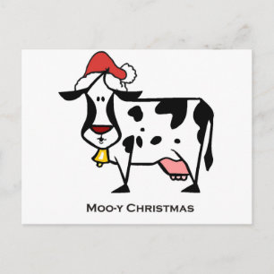Cute Christmas Cow Holiday Postcard