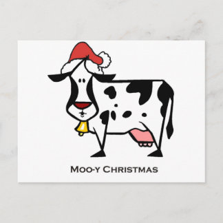 Cute Christmas Cow Holiday Postcard