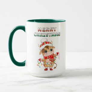 Cute Christmas Cow wearing winter costume Mug