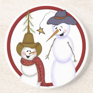 Cute Christmas Cowboy Snowman Coaster