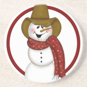 Cute Christmas Cowboy Snowman Coaster