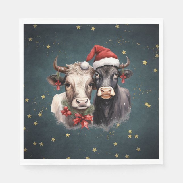 Cute Christmas Cows Napkin (Front)