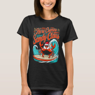 Cute Christmas Crab Pun Santa Hat T-Shirt