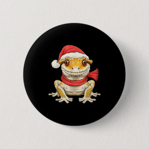 Cute Christmas Crested Gecko Santa 6 Cm Round Badge