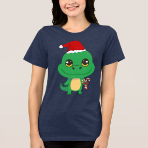 Cute Christmas Crocodile Tri-Blend Shirt