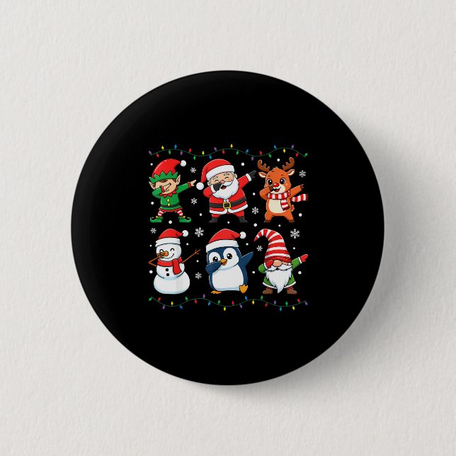 Cute Christmas Dabbing Santa Elf Reindeer Boys Gir 6 Cm Round Badge (Front)