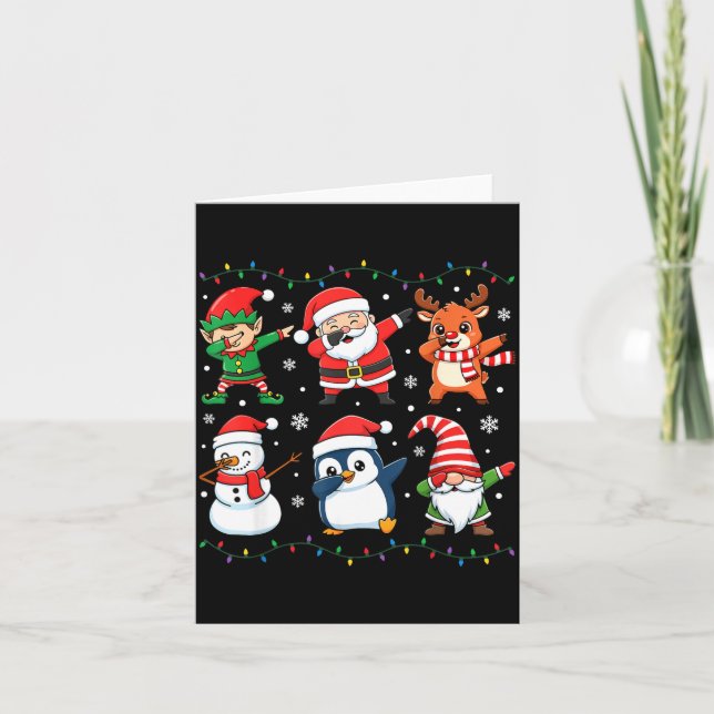 Cute Christmas Dabbing Santa Elf Reindeer Boys Gir Card (Front)