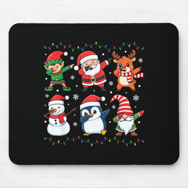 Cute Christmas Dabbing Santa Elf Reindeer Boys Gir Mouse Mat (Front)