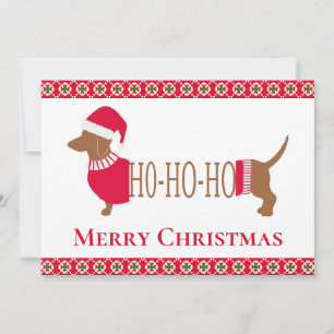 Cute Christmas Dachshund Dog Holiday Card