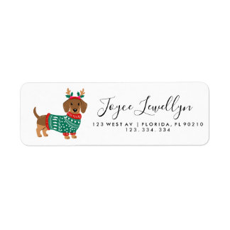 Cute Christmas Dachshund Dog Return Address Label